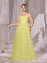 Mesh Layered Hem Tube Prom Dress